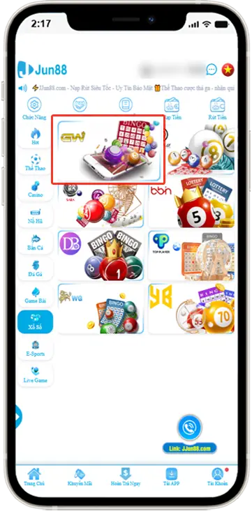 Bước 2: Chọn Sảnh GW